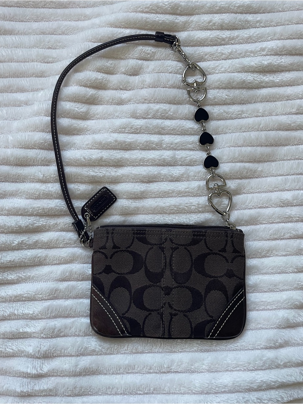 Coach Brown Signature Canvas Wristlet🤎